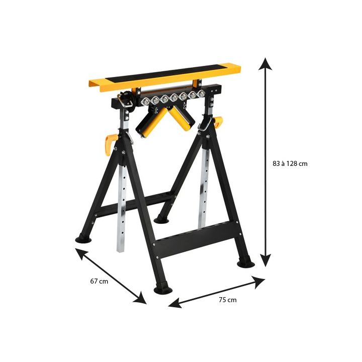 Tréteau télescopique multifonction 4 en 1 200Kg max avec hauteur réglable de 83 à 128cm FEROCE