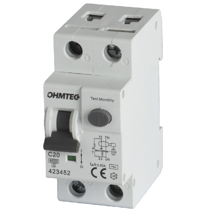 Disjoncteur différentiel à vis 1P+N 20A 30mA 6kA Courbe C