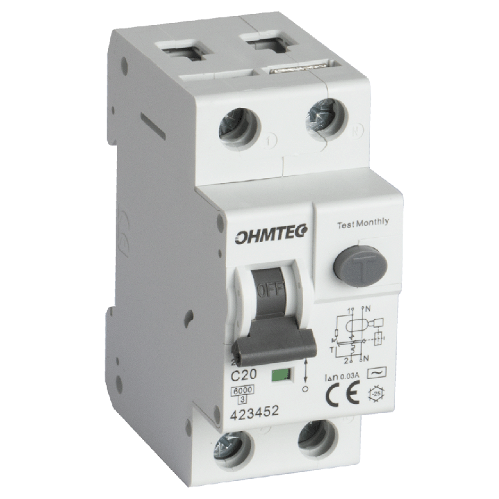 Disjoncteur différentiel à vis 1P+N 20A 30mA 6kA Courbe C