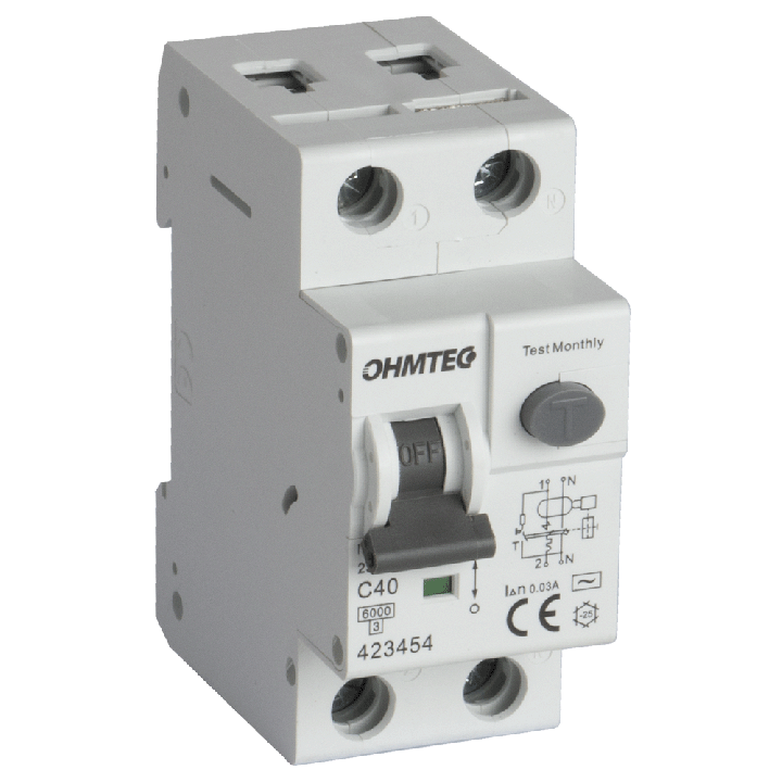 Disjoncteur différentiel à vis 1P+N 40A 30mA 6kA Courbe C