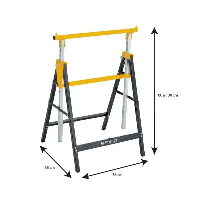 Lot de 2 Tréteaux télescopiques pliables 200Kgréglables Feroce