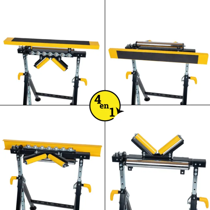 Tréteau télescopique multifonction 4 en 1 200Kg max avec hauteur réglable de 83 à 128cm FEROCE
