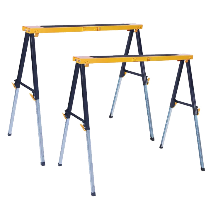 Lot de 2 Tréteaux télescopiques pliables 150 Kg avec hauteurs réglables FEROCE