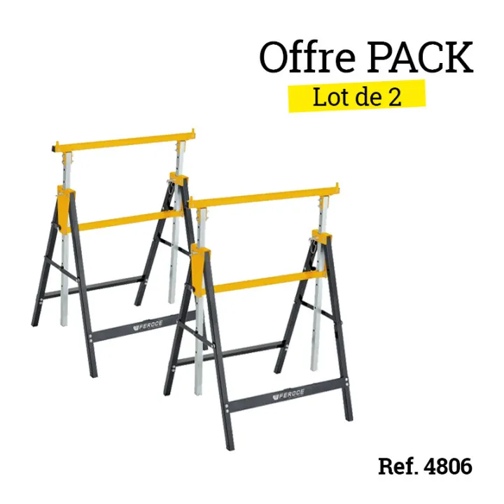 Tréteau télescopique pliable 200Kg avec hauteur réglable de 80 à 130cm FEROCE