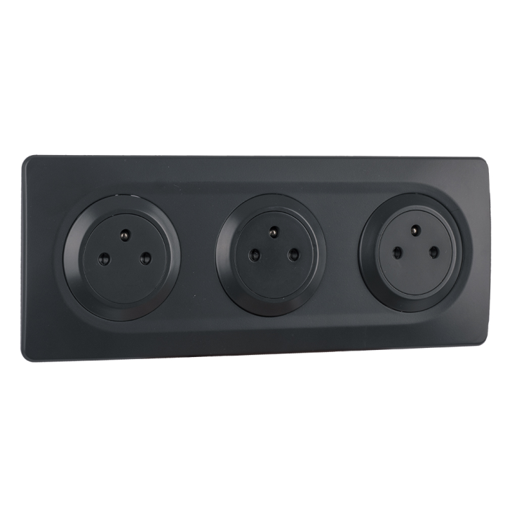 OHMTEC Epure Prise 2P+T 16A affleurante anthracite 