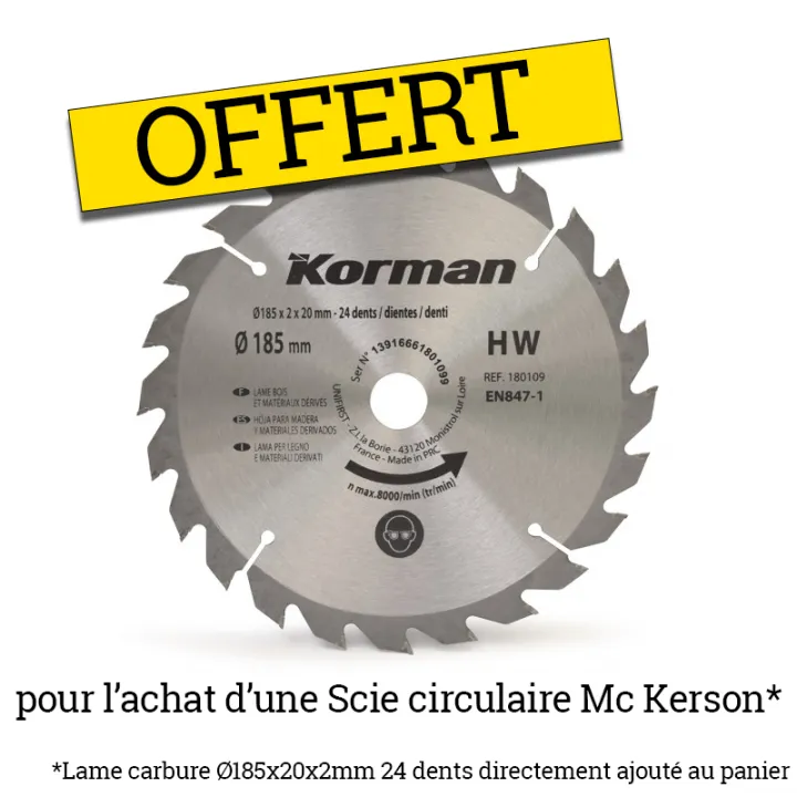 Scie circulaire 1300W 185mm MCKERSON
