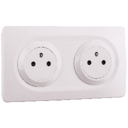 OHMTEC Epure Bloc 2 Prises 2P+T Affleurantes Cablées + Plaques Blanc
