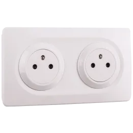 OHMTEC Epure Bloc 2 Prises 2P+T Affleurantes Cablées + Plaques Blanc