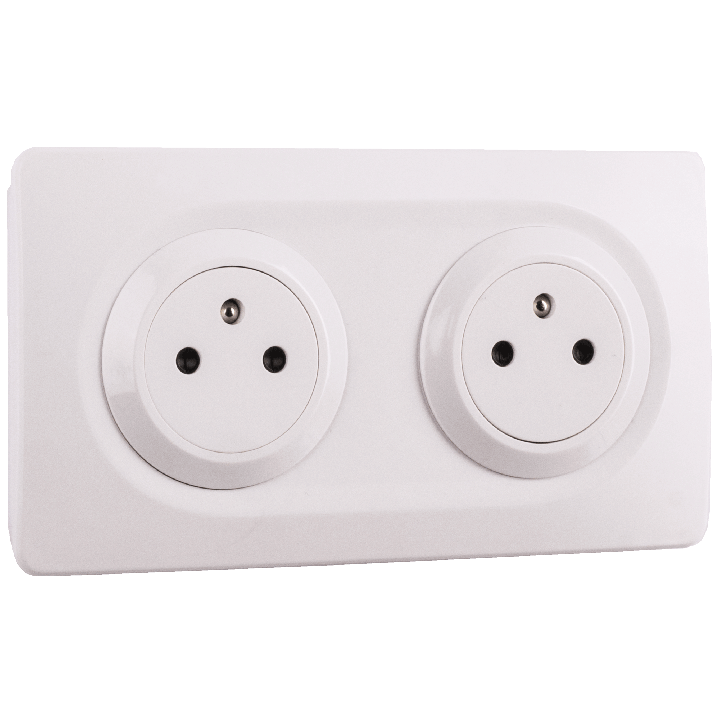 OHMTEC Epure Bloc 2 Prises 2P+T Affleurantes Cablées + Plaques Blanc
