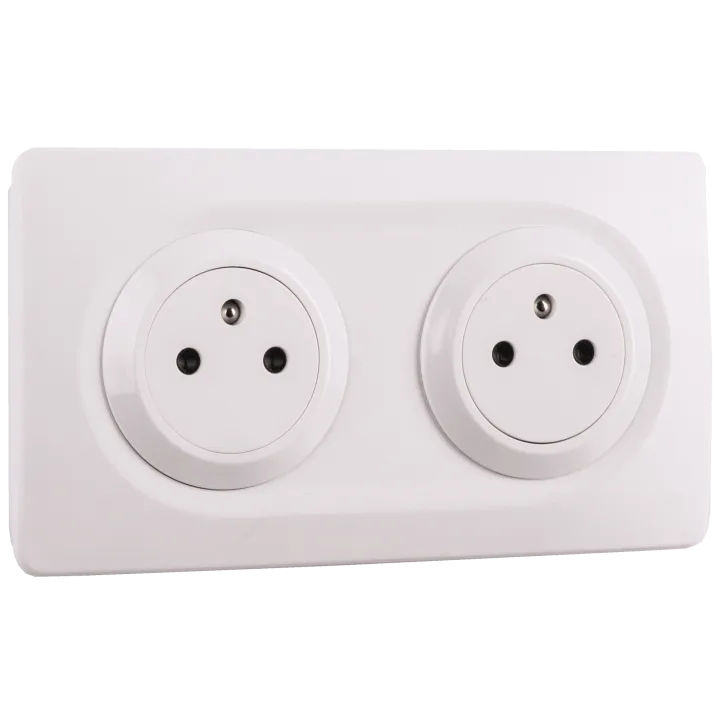 OHMTEC Epure Bloc 2 Prises 2P+T Affleurantes Cablées + Plaques Blanc