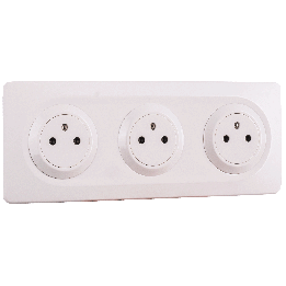 OHMTEC Epure Bloc 3 Prises 2P+T Affleurantes Cablées + Plaques Blanc 