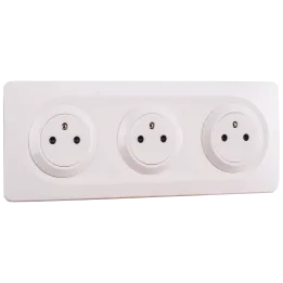 OHMTEC Epure Bloc 3 Prises 2P+T Affleurantes Cablées + Plaques Blanc 