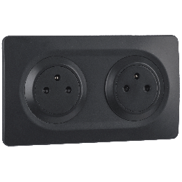 OHMTEC Epure Bloc 2 Prises 2P+T affleurantes câblées + plaques anthracites 