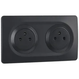 OHMTEC Epure Bloc 2 Prises 2P+T affleurantes câblées + plaques anthracites 