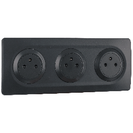 OHMTEC Epure Bloc 3 Prises 2P+T Affleurantes Cablées + Plaques anthracites 