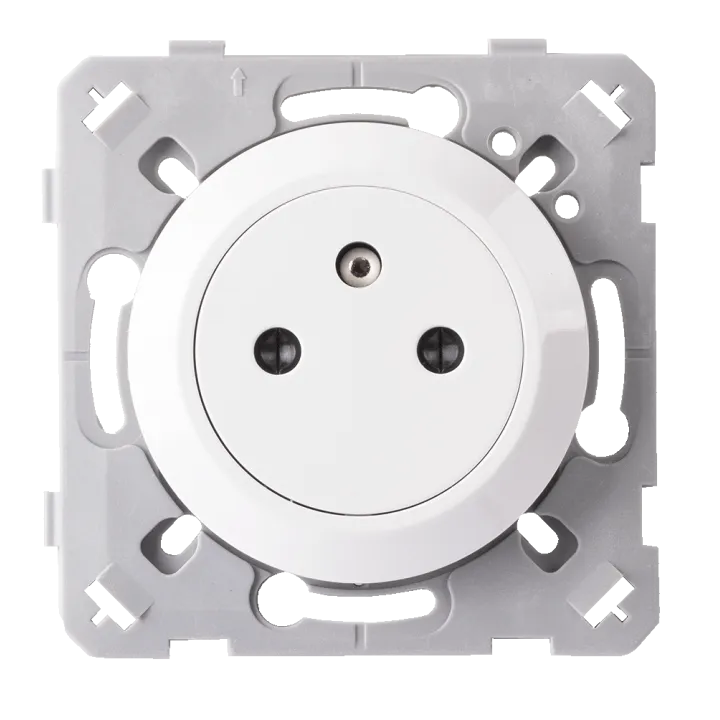 OHMTEC Epure Prise 2P+T affleurante complet blanc + griffes de fixation