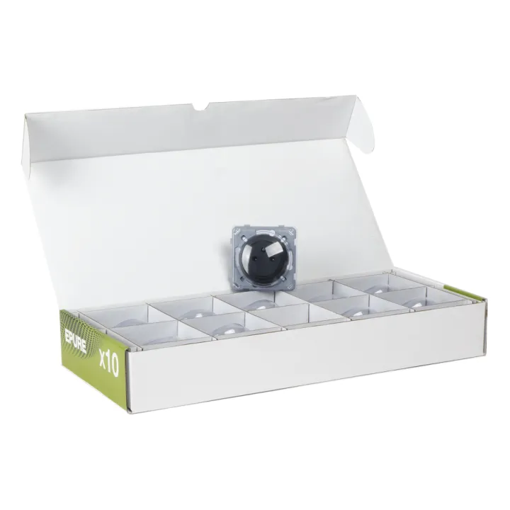OHMTEC Epure Lot 10 Prises affleur anthracite + cache peinture 