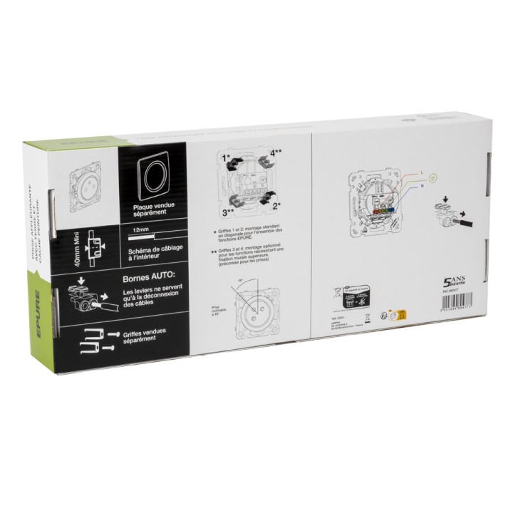 OHMTEC Epure Lot 10 Prises Affleurantes Blanc + Cache Peinture 