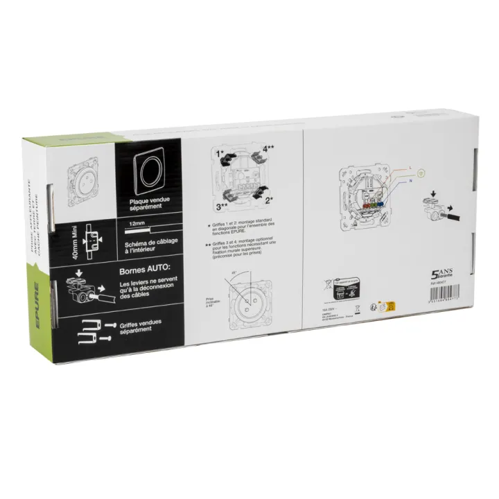OHMTEC Epure Lot 10 Prises Affleurantes Blanc + Cache Peinture 