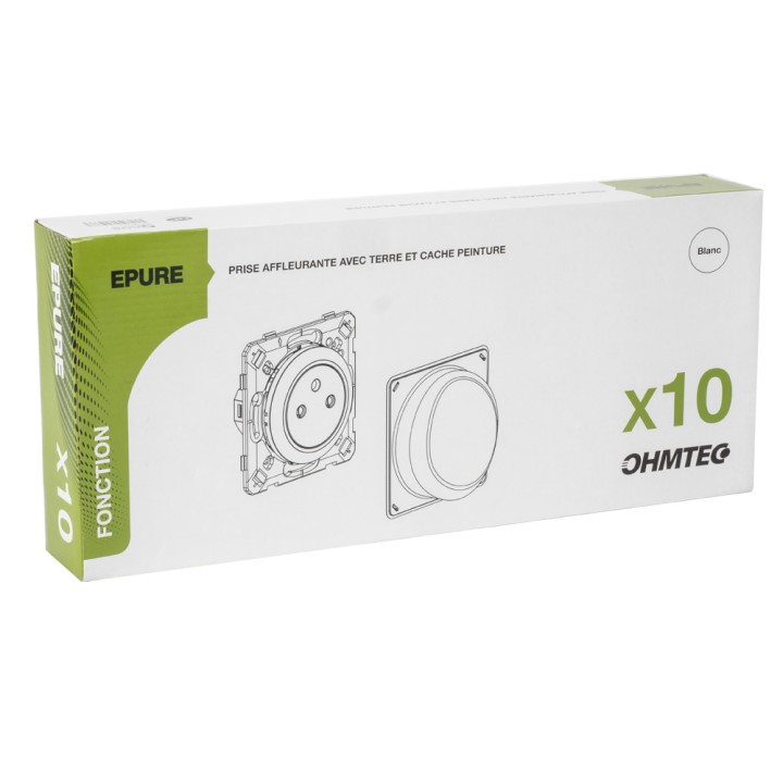 OHMTEC Epure Lot 10 Prises Affleurantes Blanc + Cache Peinture 