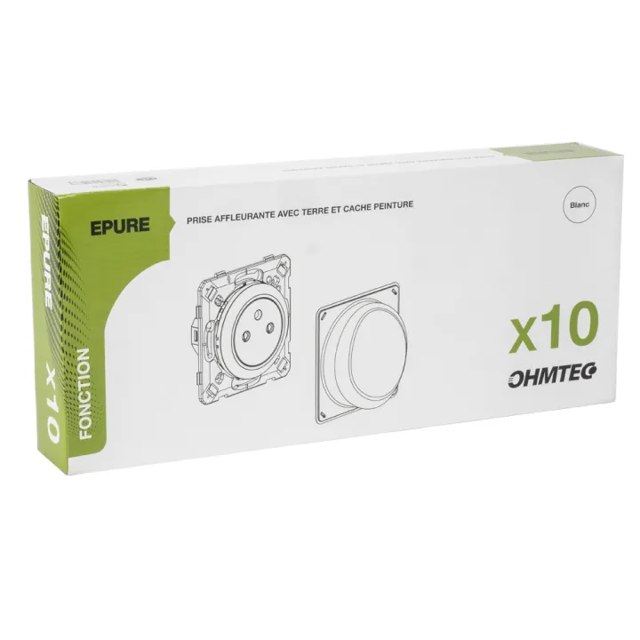 OHMTEC Epure Lot 10 Prises Affleurantes Blanc + Cache Peinture 