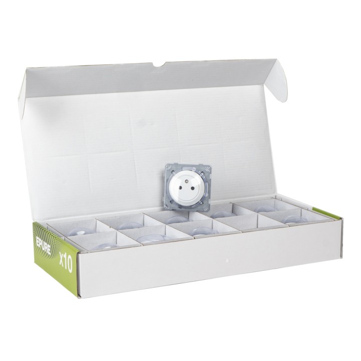 OHMTEC Epure Lot 10 Prises Affleurantes Blanc + Cache Peinture 