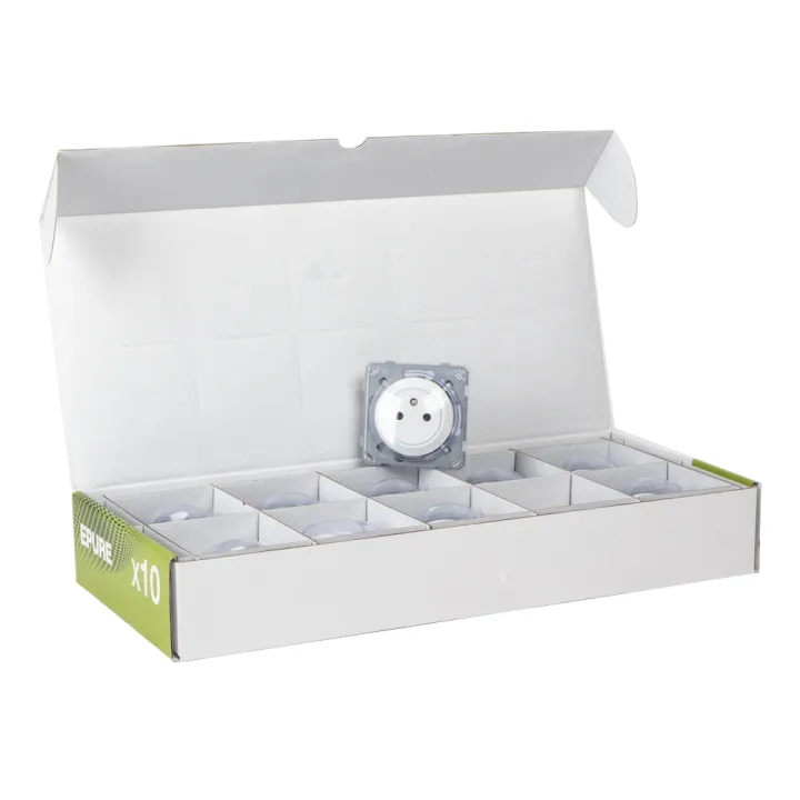 OHMTEC Epure Lot 10 Prises Affleurantes Blanc + Cache Peinture 