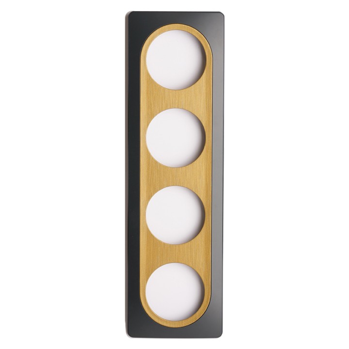 OHMTEC Epure Plaque Quadruple Gris Anthracite Insert Bronze 