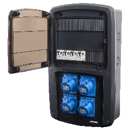 Coffret camping 4 prises CEE 10A avec protection par disjoncteur différentiel - OHMTEC