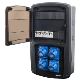 Coffret camping 4 prises CEE 10A avec protection par disjoncteur différentiel - OHMTEC