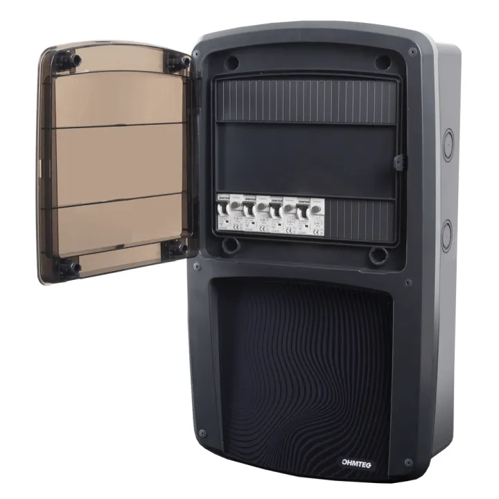 Coffret mobilhome - 4 raccordements 10A avec protection par disjoncteur différentiel - OHMTEC