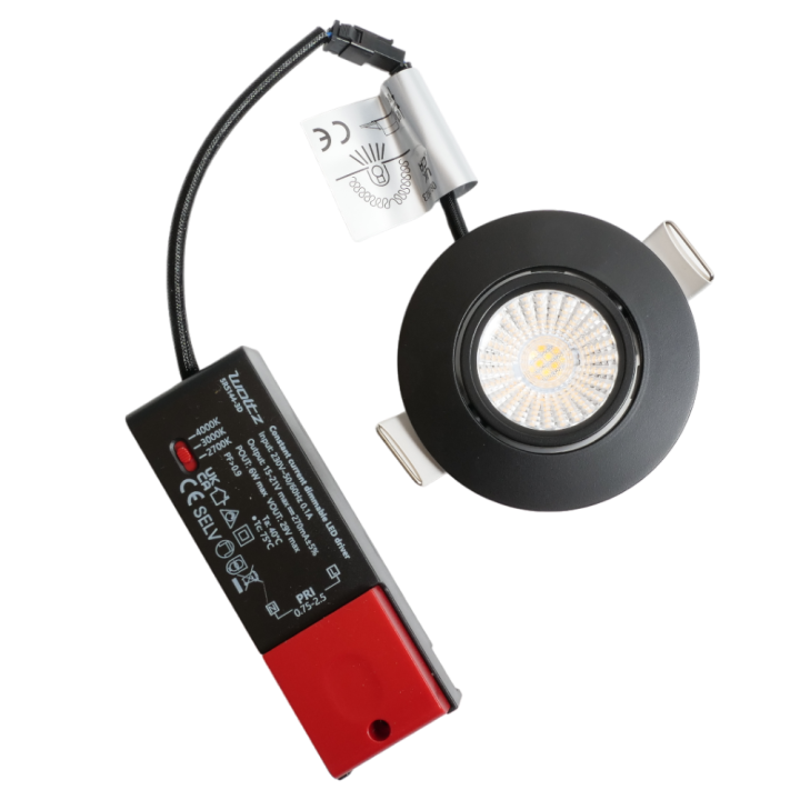 Spot noir encastré orientable LED 6W RT 2012/RE2020