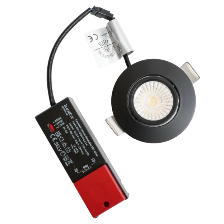 Spot noir encastré orientable LED 6W RT 2012/RE2020