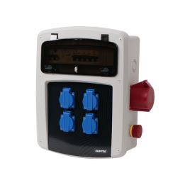 Coffret de chantier avec 4 prises monophasées + 1 Prise Tétrapolaire 32A OHMTEC