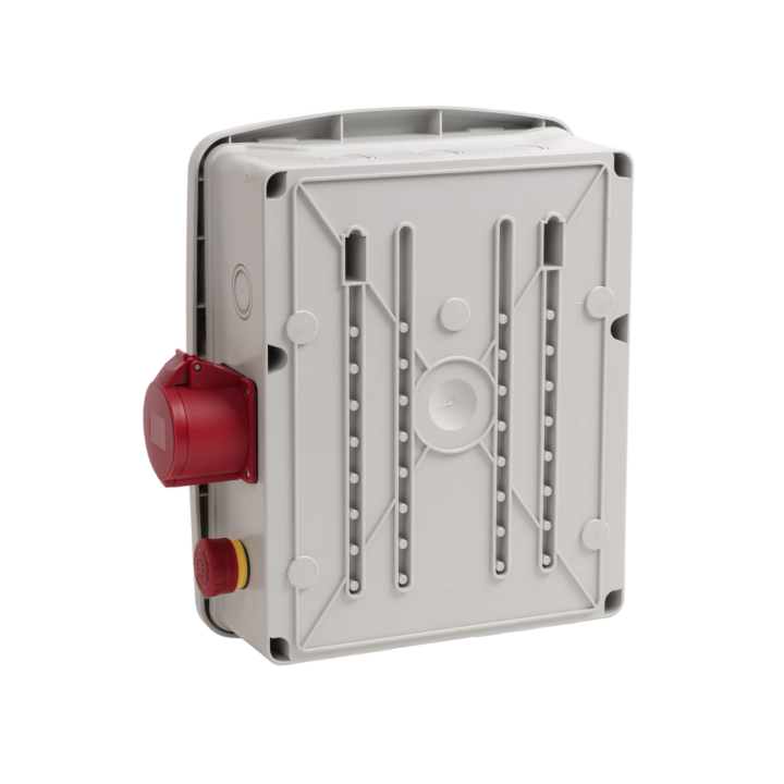 Coffret de chantier avec 4 prises monophasées + 1 Prise Tétrapolaire 32A OHMTEC