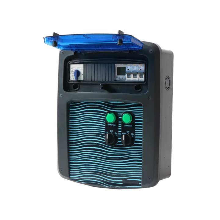 Coffret piscine pour filtration éclairage + traitement de l'eau + pompe à chaleur OHMTEC