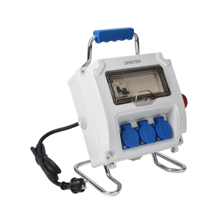 Coffret de chantier monophasé pré-équipé avec arrêt d'urgence OHMTEC