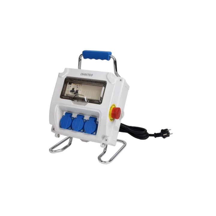 Coffret de chantier monophasé pré-équipé avec arrêt d'urgence OHMTEC