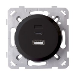 OHMTEC Epure Prise chargeur mixte Usb/Usb-C anthracite 