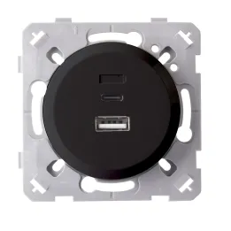 OHMTEC Epure Prise chargeur mixte Usb/Usb-C anthracite 