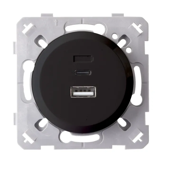 OHMTEC Epure Prise chargeur mixte Usb/Usb-C anthracite 