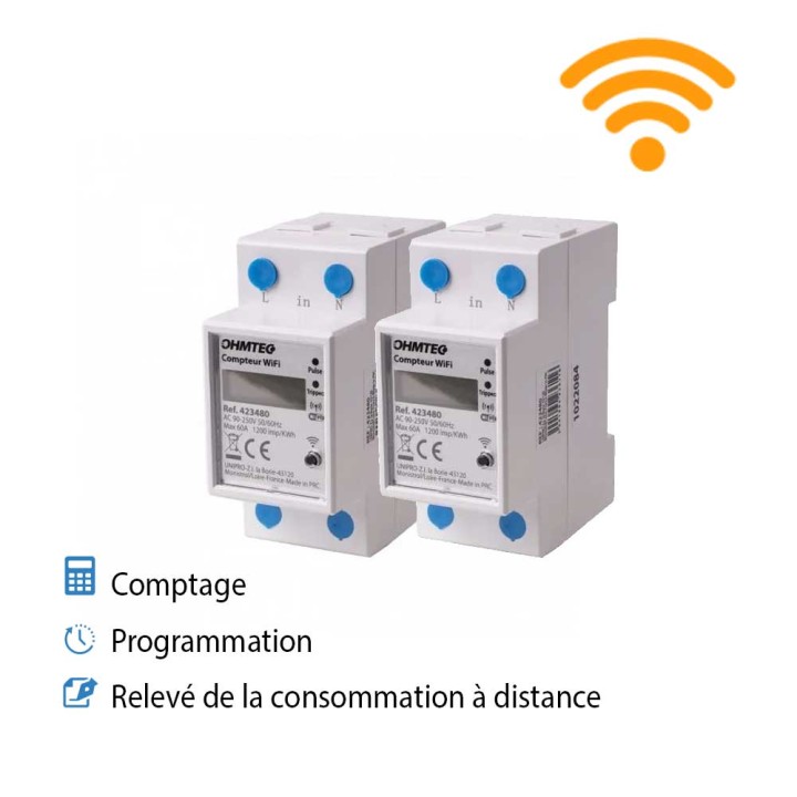 Kit comptage connecté wifi + programmation + relevé à distance pour coffret de camping 2 prises ou 2 raccordements