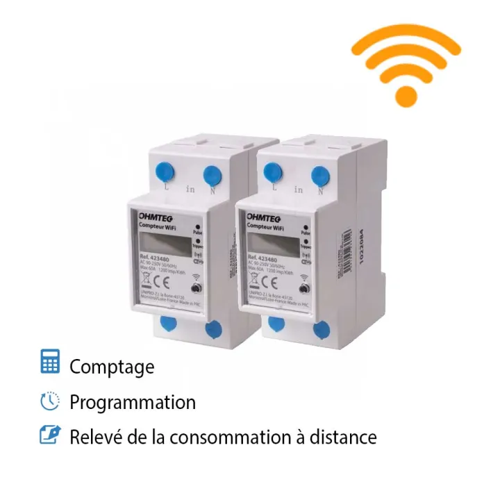Kit comptage connecté wifi + programmation + relevé à distance pour coffret de camping 2 prises ou 2 raccordements