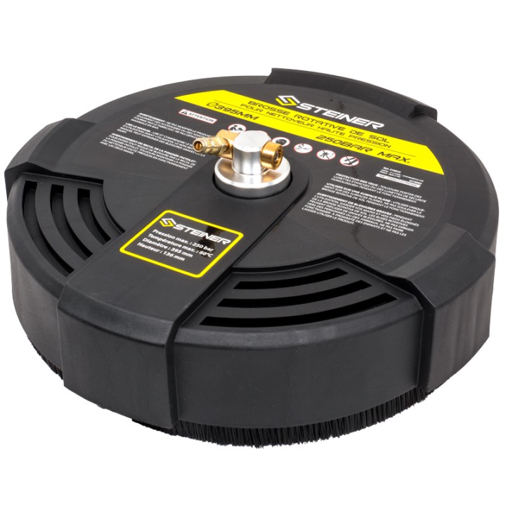 Brosse rotative de sol 15" + rallonge 30cm à connexion rapide ¼’ pour nettoyeur haute pression STEINER ref.216004 et ref.216005