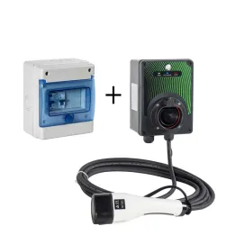 Coffret de recharge 3.7 kw avec contrôleur de charge et câble de 5m + coffret de protection 16A OHMTEC