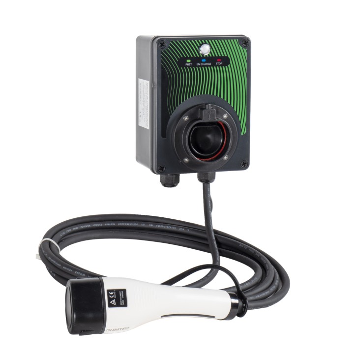 Coffret de recharge 3.7 kw avec contrôleur de charge et câble de 5m + coffret de protection 16A OHMTEC