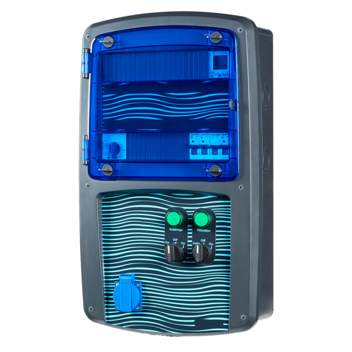 Coffret piscine pour filtration + éclairage + traitement de l'eau + pompe à chaleur NALTO