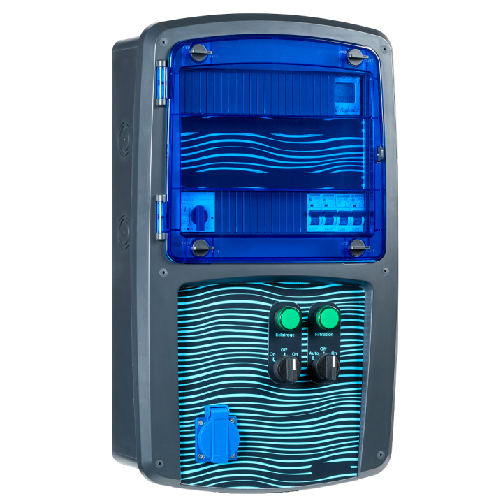 Coffret piscine pour filtration + éclairage + traitement de l'eau + pompe à chaleur NALTO