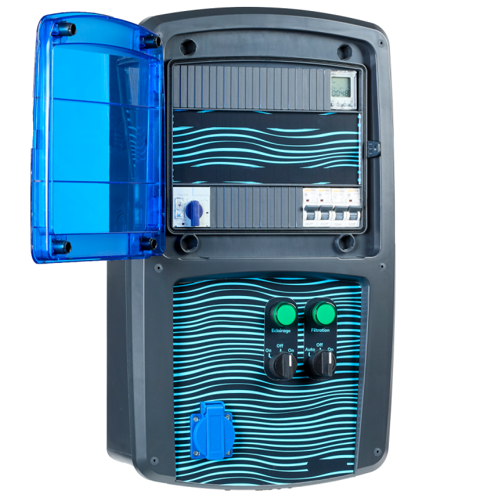 Coffret piscine pour filtration + éclairage + traitement de l'eau + pompe à chaleur NALTO