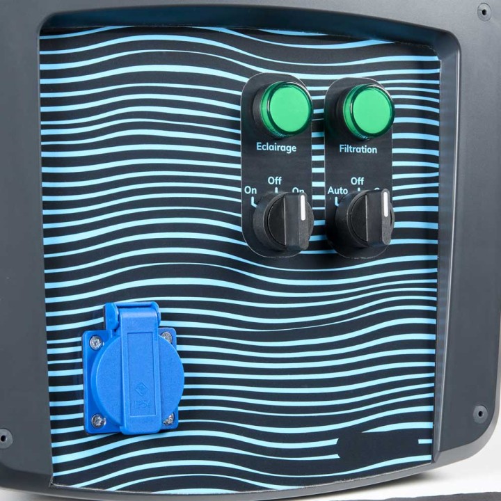 Coffret piscine pour filtration + éclairage + traitement de l'eau + pompe à chaleur NALTO